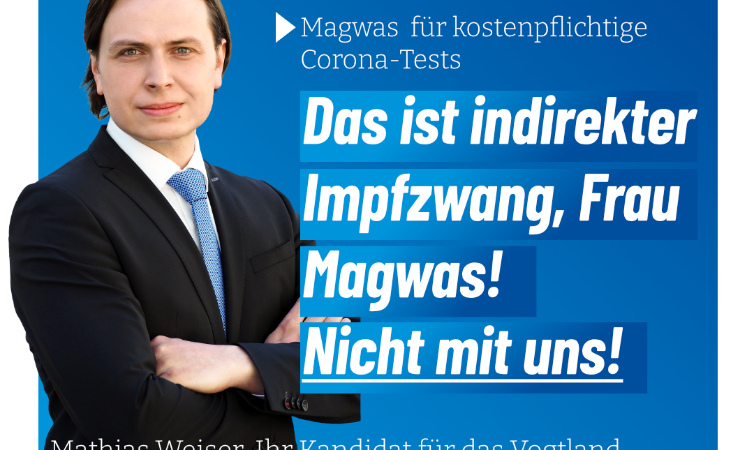 Kostenpflichtige Corona-Tests: Das ist indirekter Impfzwang, Frau Magwas. Nicht mit uns!