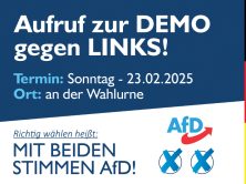 Aufruf zur DEMO gegen LINKS am 23.02.2025