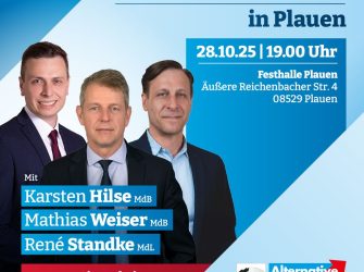 28.10.2025 – Bürgerdialog in Plauen mit Mathias Weiser (MdB), Karsten Hilse (MdB) und René Standke (MdL)