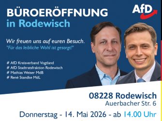 Neues AfD-Bürgerbüro in Rodewisch eröffnet am Donnerstag