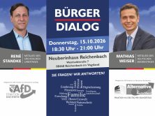 15.10.2026 – Bürgerdialog in Reichenbach mit René Standke (MdL) und Mathias Weiser (MdB)